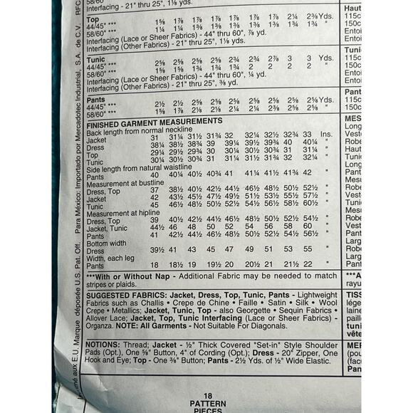 McCalls 7961 Sewing pattern jacket dress top tunic pull on pants size 12 14 16 - Picture 5 of 7